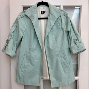 MAUS & HOFFMAN Mint Green Seersucker Striped Blazer Jacket Size 8 Medium NWT